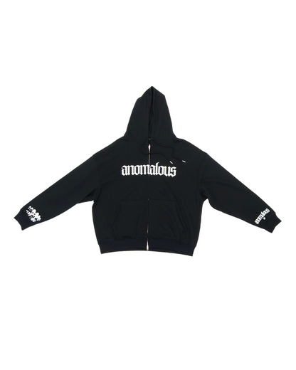 Cracked Pulse Zip Hoodie - 400gsm French terry cotton with Anomalous logo and cracked teeth detail