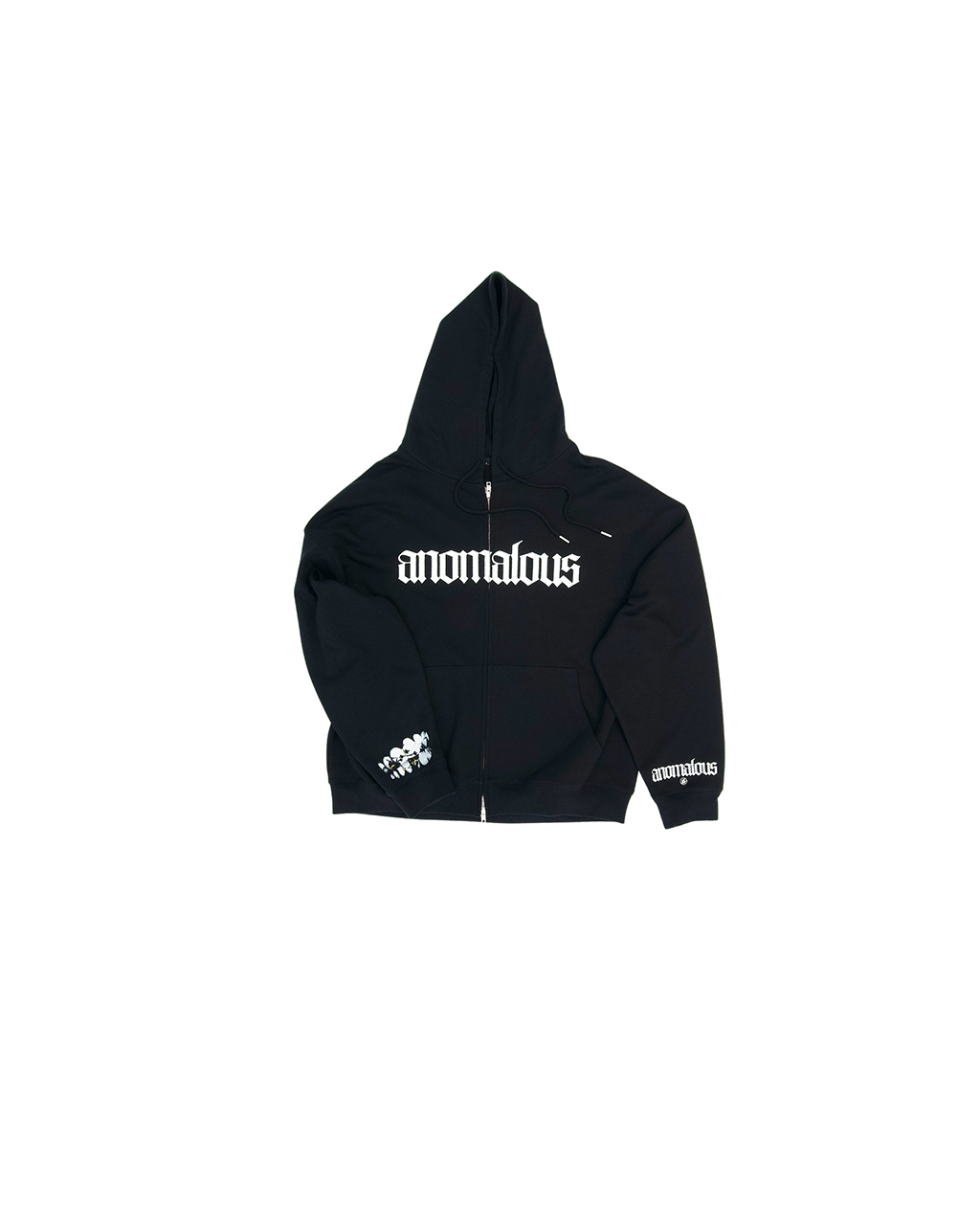 Cracked Pulse Zip Hoodie arm view showing oversized fit and structured drape