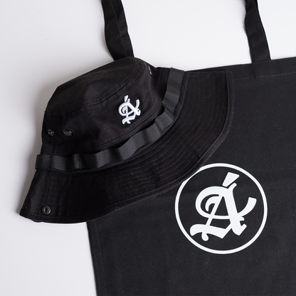 Black bucket hat detail with Tote Bag - Anomalous streetwear Australia