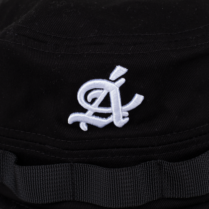 Anomalous black bucket hat embroidery- premium cotton headwear