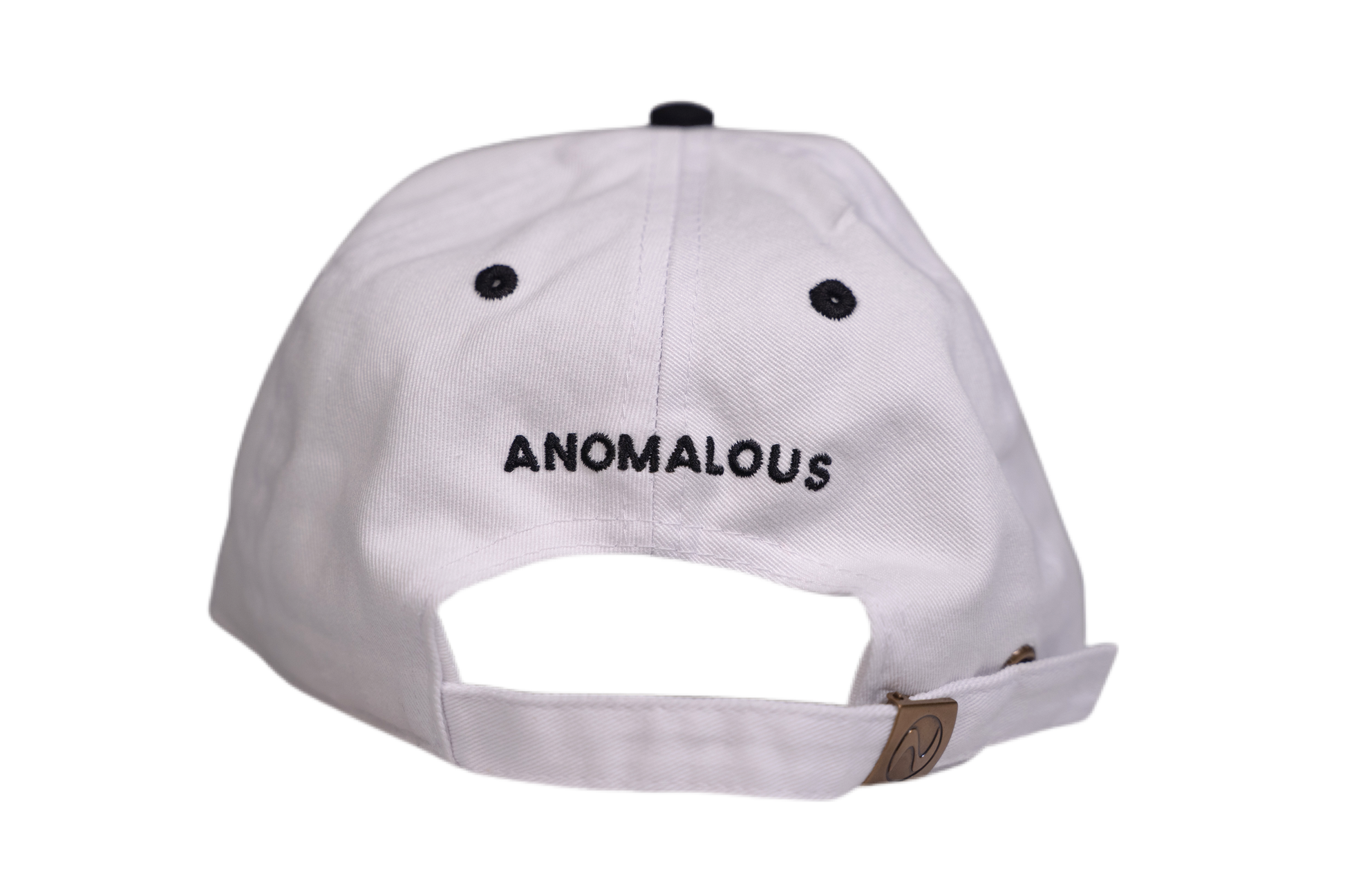 Anomalous two tone white and black cap back view - adjustable streetwear hat