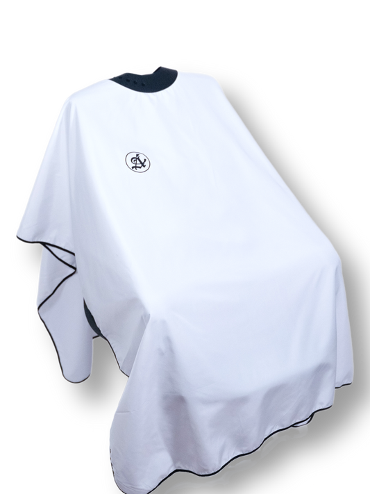 Canvas White Advanced Collar Cape - professional barber cape with neoprene collar